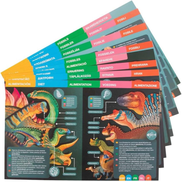 Jeu éducatif - Magnets - Dinosaures - 44 aimants + scène + fiches explicatives - Dès 5 ans - Apli Kids