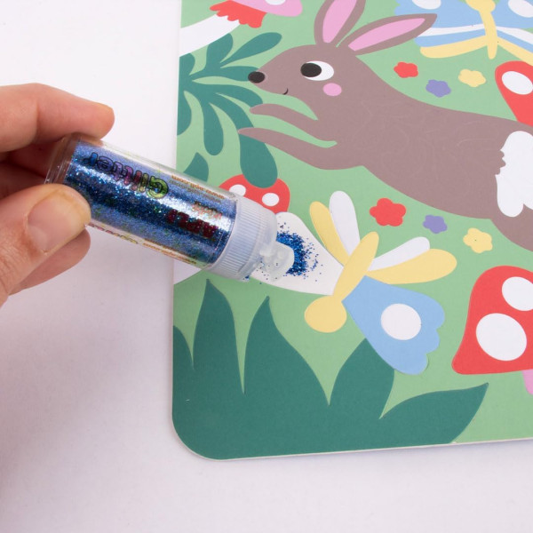 Jeu créatif - Coloriage à paillettes - 4 dessins + tubes de paillettes - Dès 5 ans - Apli Kids