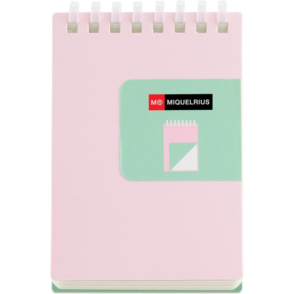 photo-Bloc notes - A7 - 75x105mm - 80 pages blanches - Spirales - Rose/Turquoise - Miquelrius