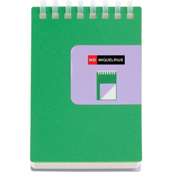 photo-Bloc notes - A7 - 75x105mm - 80 pages blanches - Spirales - Vert/Violet - Miquelrius