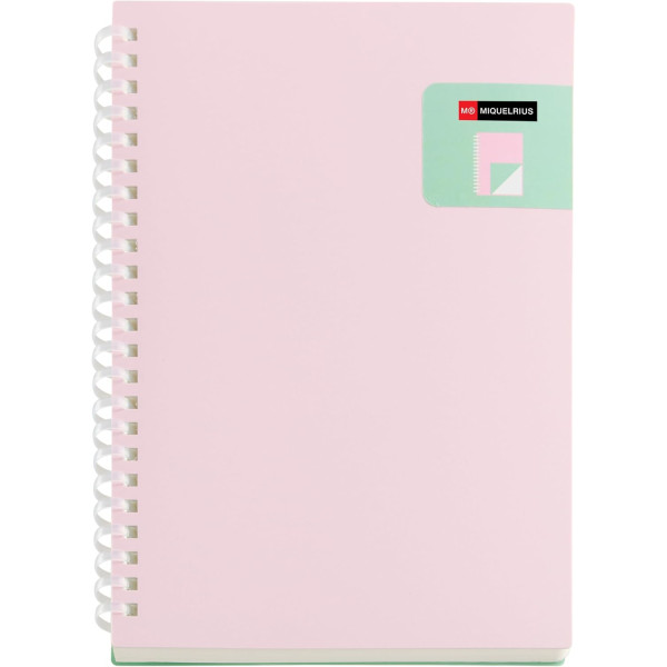 photo-Carnet - A5 - 146x210mm - 80 pages blanches - Spirales - Rose/Turquoise - Miquelrius