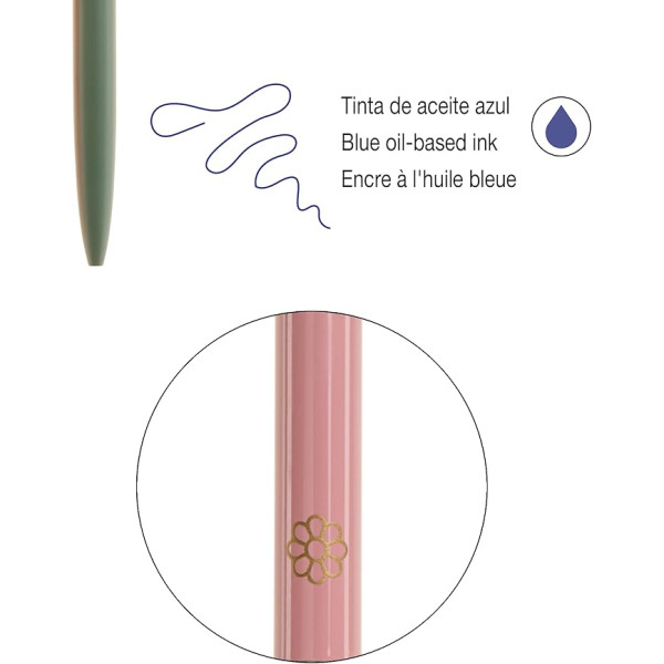 Stylos à bille - Rétractable et rechargeable - Encre bleue - Rose/Bleu - Miquelrius
