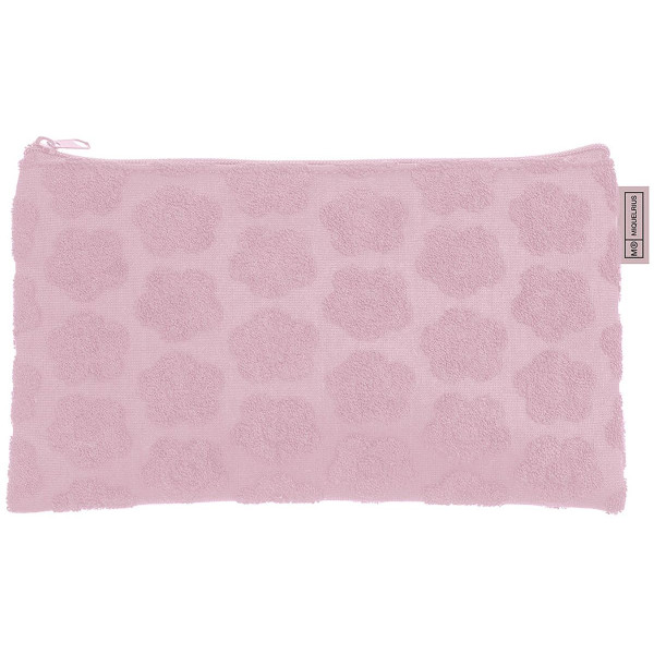 photo-Trousse - Tissus - Fleurs brodées - Rose - Idéal pour l'école, accessoires - 21x12x1cm - Miquelrius