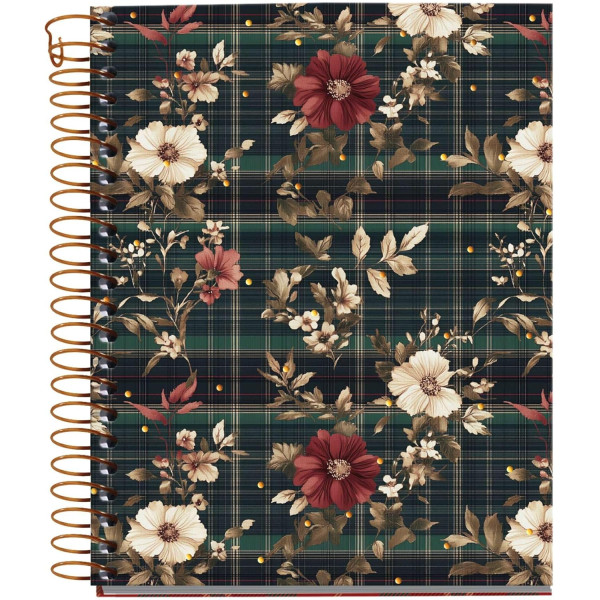 photo-Carnet - A6 - 10,5x14,8cm - Spirale - 100 pages lignées - Tartan fleuri - Miquelrius