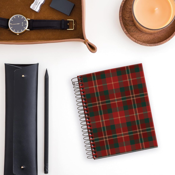 Carnet - A6 - 10,5x14,8cm - Spirale - 100 pages blanches - Tartan rouge - Miquelrius