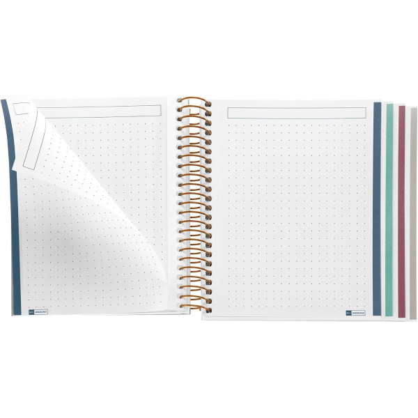 Carnet - A6 - 10,5x14,8cm - Spirale - 100 pages pointillées - Tartan beige - Miquelrius