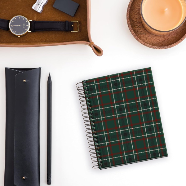 Carnet - A6 - 10,5x14,8cm - Spirale - 100 pages blanches - Tartan vert - Miquelrius