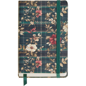 photo-Carnet - 9x14cm - 100 pages blanches - Couverture tartan fleuri - Miquelrius