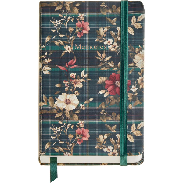 photo-Carnet - 9x14cm - 100 pages blanches - Couverture tartan fleuri - Miquelrius