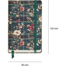 Carnet - 9x14cm - 100 pages blanches - Couverture tartan fleuri - Miquelrius