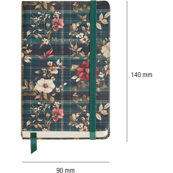 Carnet - 9x14cm - 100 pages blanches - Couverture tartan fleuri - Miquelrius