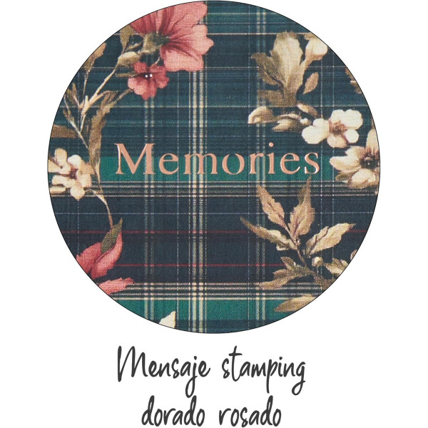 Carnet - 9x14cm - 100 pages blanches - Couverture tartan fleuri - Miquelrius