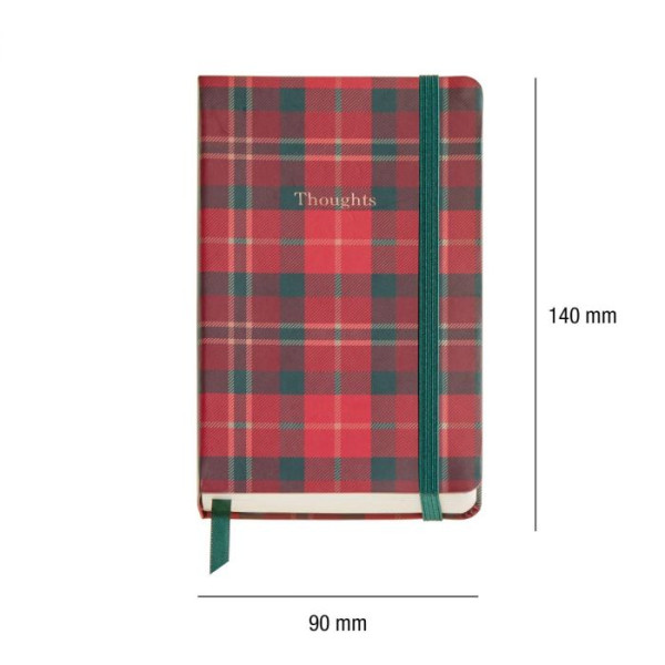 Carnet - 9x14cm - 100 pages blanches - Couverture tartan rouge - Miquelrius