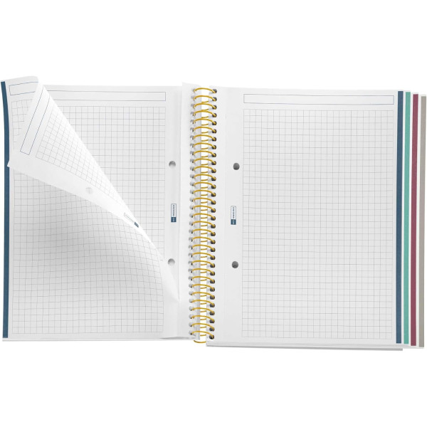 Carnet - A5 - Spirale - 100 feuilles - Petits carreaux - Couverture florale néon - Miquelrius