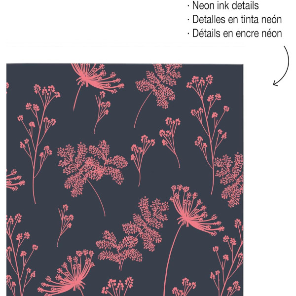 Carnet - A5 - Spirale - 100 feuilles - Petits carreaux - Couverture florale néon - Miquelrius
