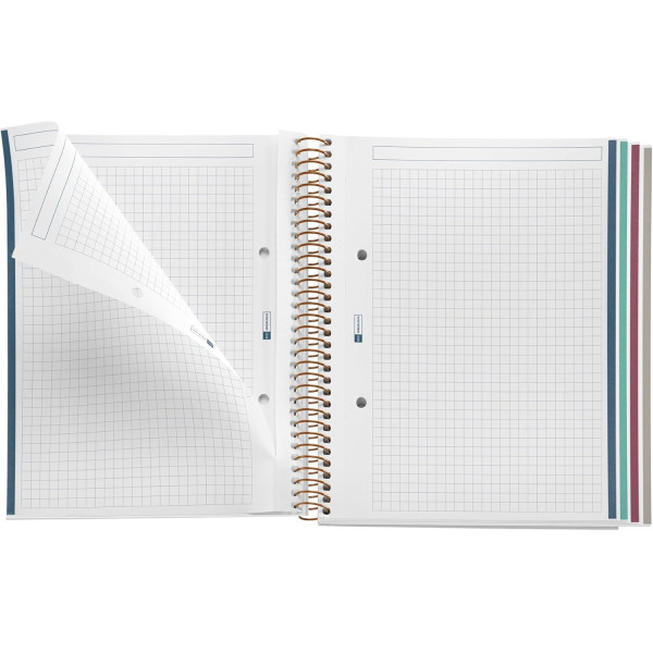 Carnet - A5 - Spirale - 100 feuilles - Petits carreaux - Couverture tartan fleuri - Miquelrius