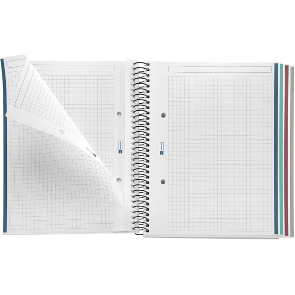Carnet - A5 - Spirale - 100 feuilles - Petits carreaux - Couverture tartan rouge - Miquelrius