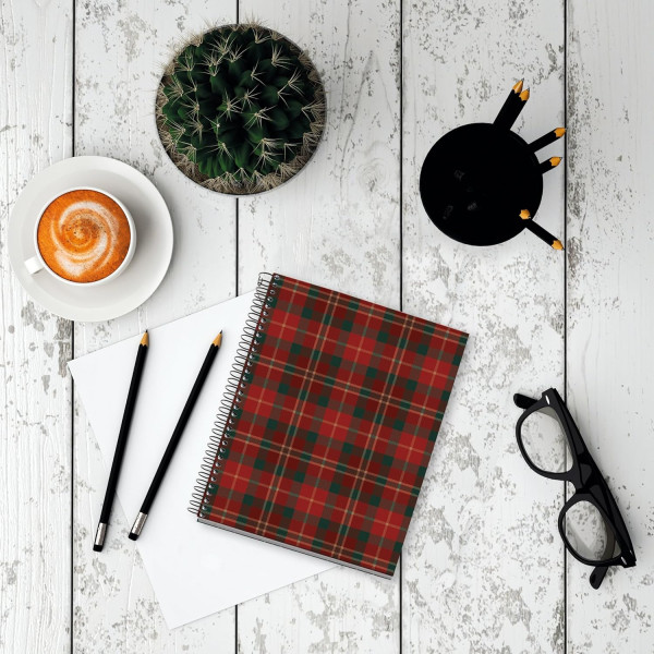 Carnet - A5 - Spirale - 100 feuilles - Petits carreaux - Couverture tartan rouge - Miquelrius