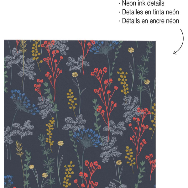 Cahier - A4 - Spirale - 100 feuilles - Petits carreaux - Couverture florale - Miquelrius
