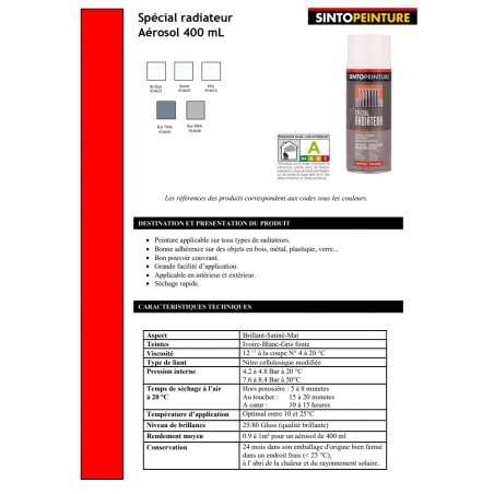Acheter Bombe de peinture radiateur - blanc mat - Sinto