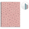 Cahier - A4 - Spirale - 100 feuilles - Petits carreaux - Couverture florale rose - Miquelrius