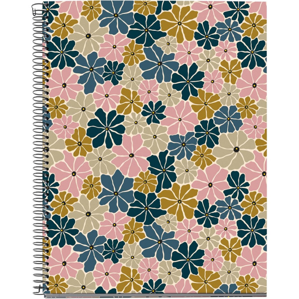 photo-Cahier - A4 - Spirale - 100 feuilles - Petits carreaux - Couverture florale - Miquelrius