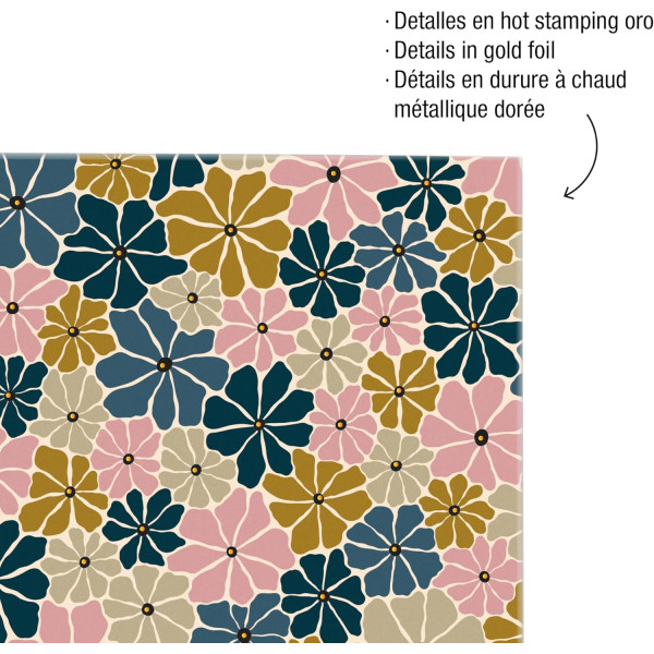 Cahier - A4 - Spirale - 100 feuilles - Petits carreaux - Couverture florale - Miquelrius