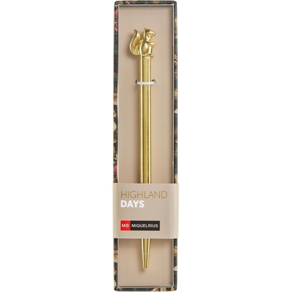 Stylo à bille - Corps doré métal - Rétractable - Rechargeable - Encre bleue - Miquelrius
