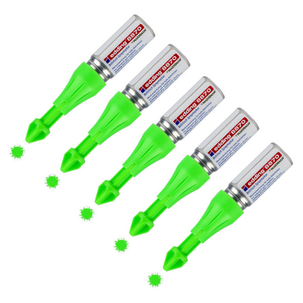 photo-5 marqueurs - Vert fluo - Marquage zone inaccessible - Peinture craie - Tous supports - Edding 8870