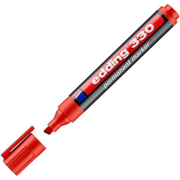 Marqueur - Rouge - Indélébile - Permanent - Pointe biseautée 1-5mm - Edding 330