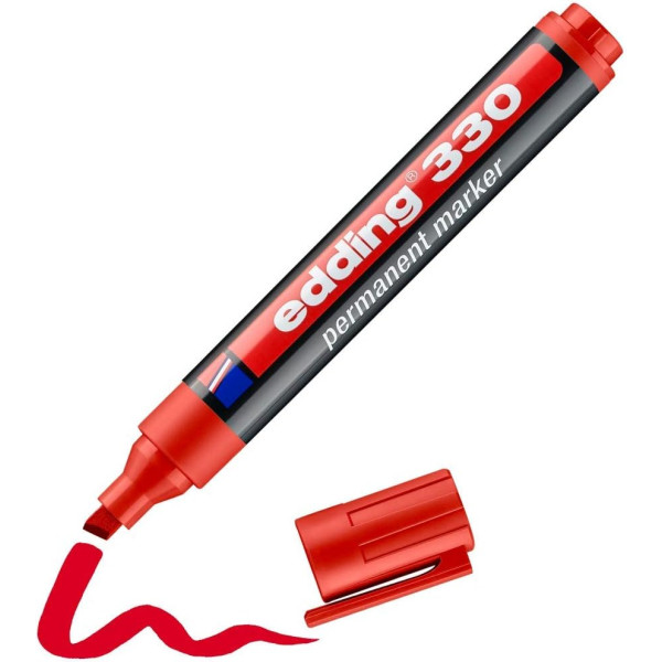 Marqueur - Rouge - Indélébile - Permanent - Pointe biseautée 1-5mm - Edding 330