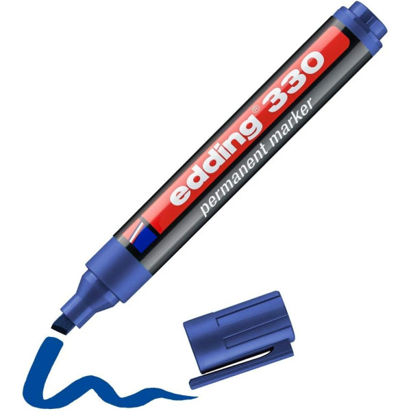 Marqueur - Bleu - Indélébile - Permanent - Pointe biseautée 1-5mm - Edding 330