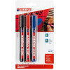 photo-3 marqueurs - Bleu, noir, rouge - Indélébile - Permanent - Pointe biseautée 1-5mm - Edding 330