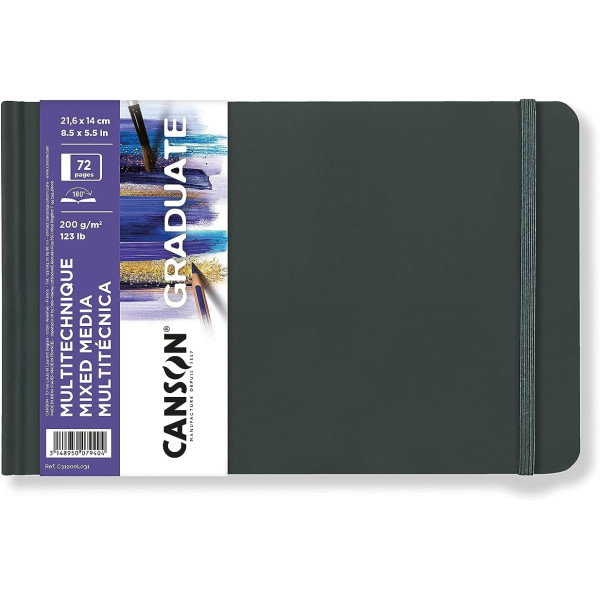 photo-Carnet - Multi techniques - 21,6x14cm - 72 pages - 200g - Grain léger - Blanc - Canson Graduate