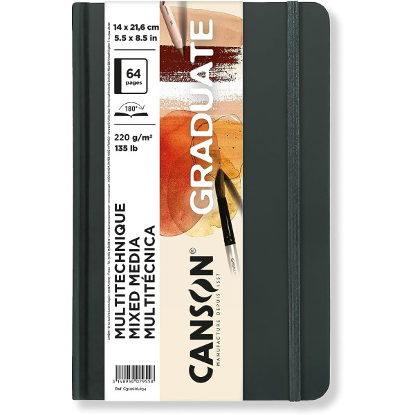 photo-Carnet - Multi techniques - A5 - 14x21,6cm - 54 pages - 220g - Texturé et lisse - Naturel - Canson Graduate