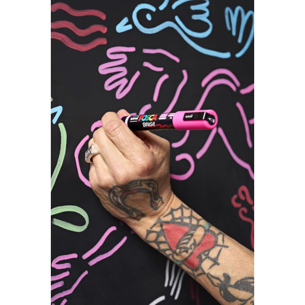 Feutres - POSCA - PC-5BR - Pointe moyenne brush - 16 couleurs - Tous supports