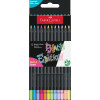 Crayons de couleur - 12 teintes pastel et néon - Résistant - Faber-Castell Black Edition