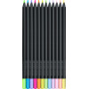 Crayons de couleur - 12 teintes pastel et néon - Résistant - Faber-Castell Black Edition