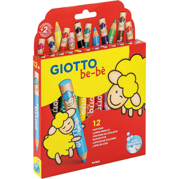 Crayons de couleur - Coloriage - Enfant - Bébé - Maxi taille - 12 couleurs - Giotto