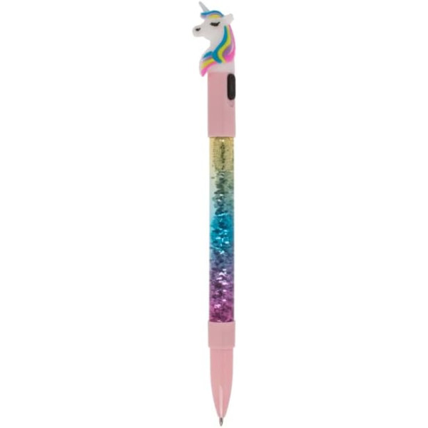 photo-Stylo à bille - Licorne - Paillettes - Lumineux - Encre bleue - Idéal pour l'école