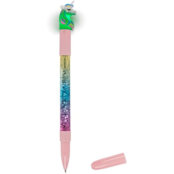 Stylo à bille - Licorne - Paillettes - Lumineux - Encre bleue - Idéal pour l'école