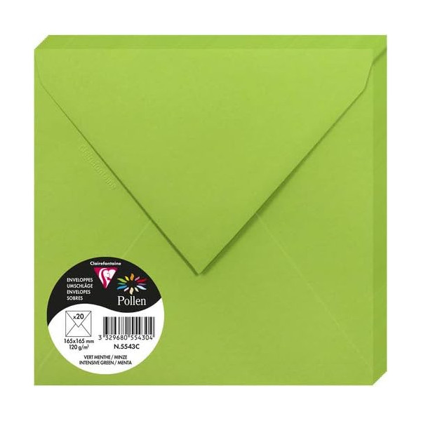 photo-Enveloppes - Carré - 165x165mm - Pollen - Vert menthe - 20 unités - Clairefontaine