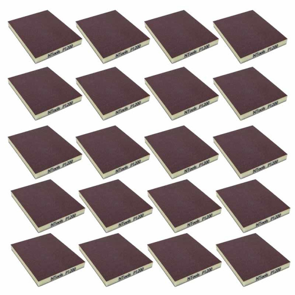 Éponge de ponçage - Abrasive - Double face - Grain 1200 - 12x10cm - 20 pièces - Ntools GSD