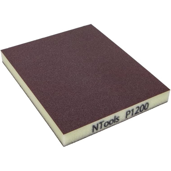 photo-Éponge de ponçage - Abrasive - Double face - Grain 1200 - 12x10cm - 20 pièces - Ntools GSD
