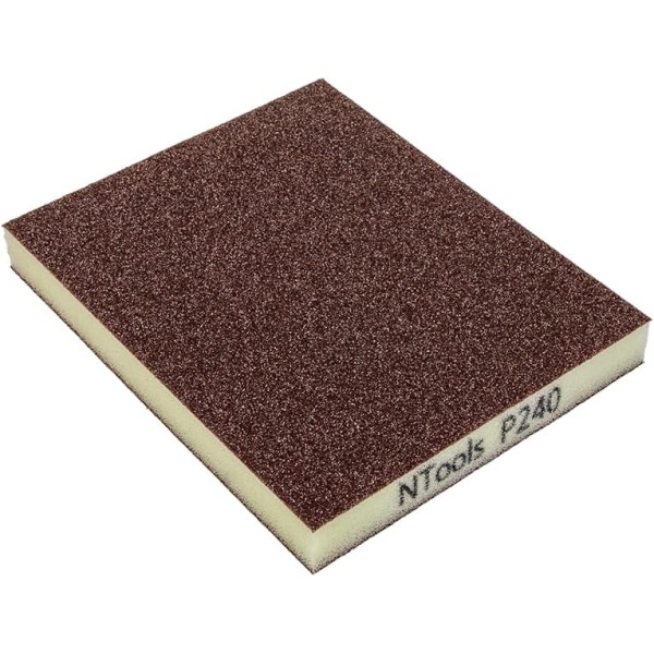 photo-Éponge de ponçage - Abrasive - Double face - Grain 240 - 12x10cm - 20 pièces - Ntools GSD
