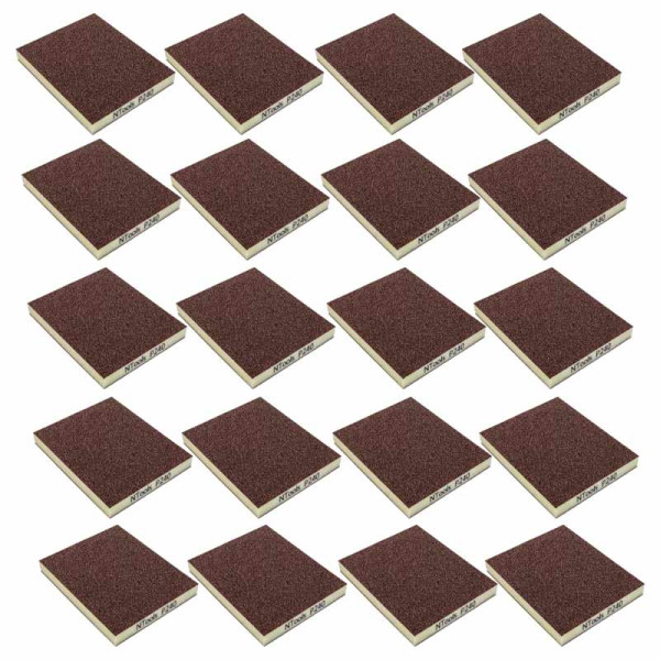 Éponge de ponçage - Abrasive - Double face - Grain 240 - 12x10cm - 20 pièces - Ntools GSD