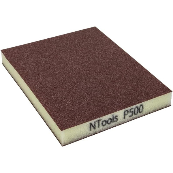 photo-Éponge de ponçage - Abrasive - Double face - Grain 500 - 12x10cm - 20 pièces - Ntools GSD