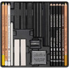 Coffret dessin - 25 pièces - Crayons beaux-arts + pastels + fusains + mines - Cretacolor Wolf Box