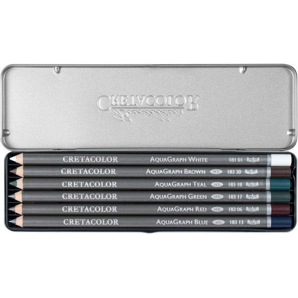 Crayons de couleur aquarelle - Boîte de 6 pièces - Beaux-arts - Cretacolor Aquagraph