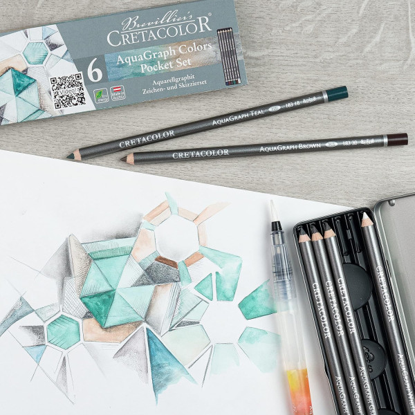 Crayons de couleur aquarelle - Boîte de 6 pièces - Beaux-arts - Cretacolor Aquagraph